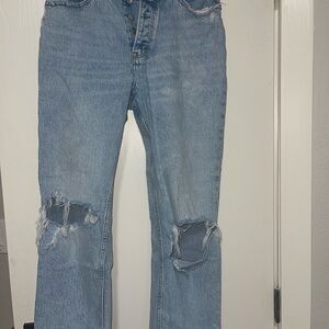Abercrombie & Fitch Light Blue Distressed Straight Leg Curve Love Jeans